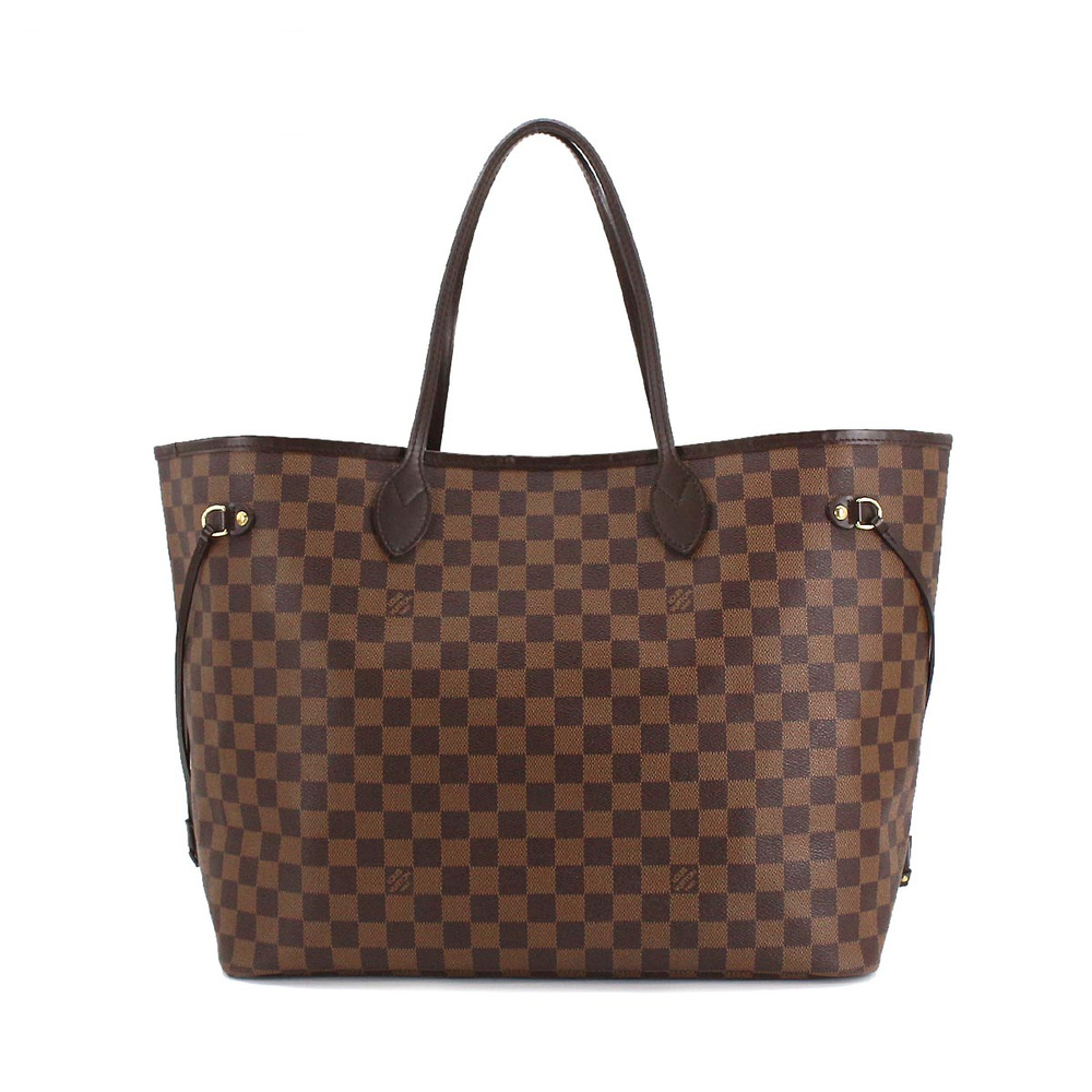 Louis Vuitton Damier Neverfull GM Tote Bag Ebene Series Gold Metal Fittings